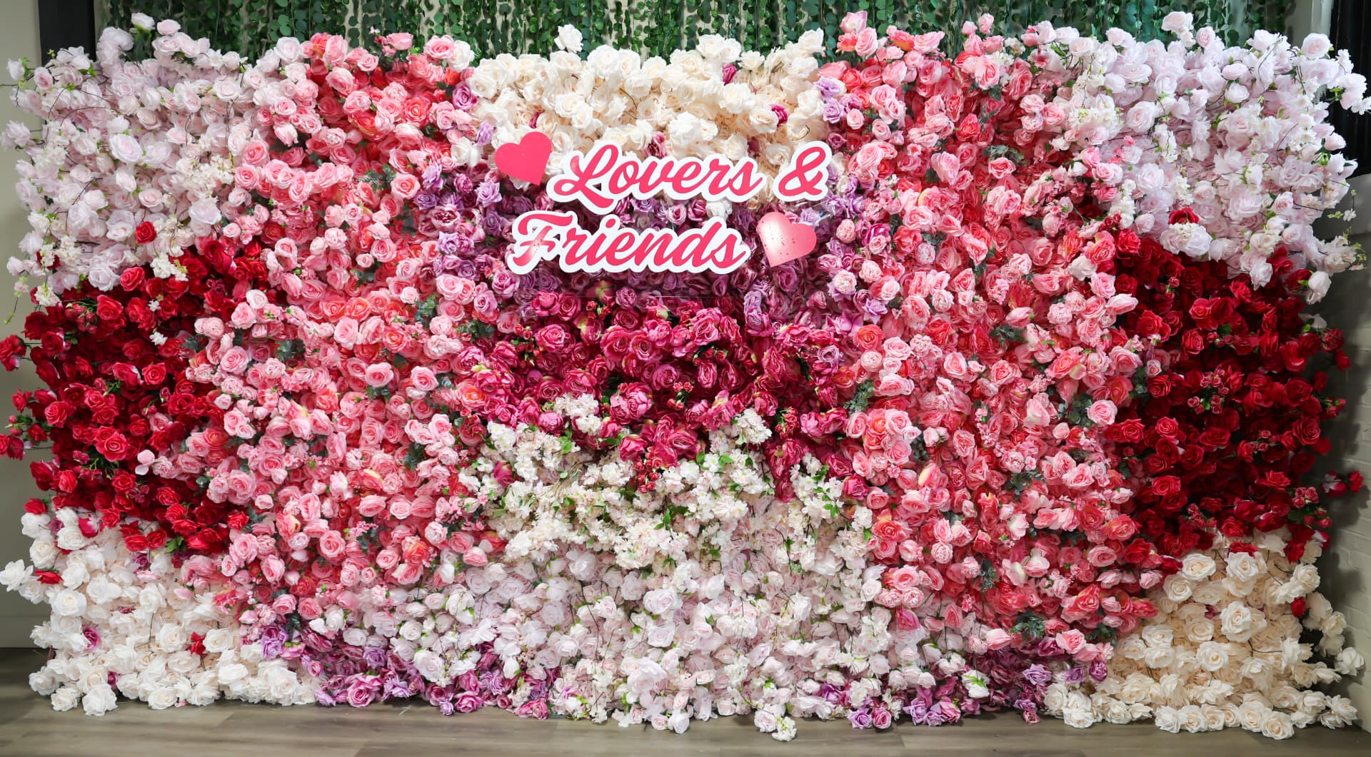 Lovers & Friends red and pink flower wall backdrop